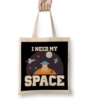 Funny I Need My Space Astronaut & Aliens Spaceship Bez Çanta Uzun Saplı