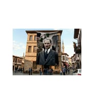 Mustafa Kemal Atatürk Portre Poster Poster Bayrak Premium Raşel Kumaş ATA38