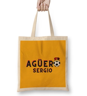 Sergio Agüero Art Gift Bez Çanta Uzun Saplı