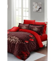 Yılbaşı Süsü Red Ball Noel %100 Pamuk Saten 3d Çift Kişilik Nevresim Takımı