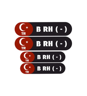 KAN GRUBU KASK ETİKETİ 4 PARÇA B RH (-) ETİKET STİCKER