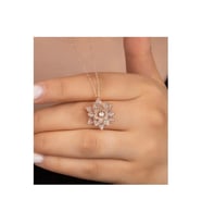 925 Ayar Gümüş Rose Taşlı Lotus Kolye