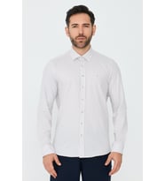 Ekru %100 Pamuk Dynamic Fit Erkek Günlük Gömlek