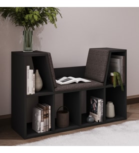 Livora Minderli Kitaplık - Oturma Alanlı 103 cm Minimalist Tasarım