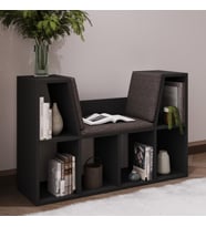 Livora Minderli Kitaplık - Oturma Alanlı 103 cm Minimalist Tasarım (Antrasit)