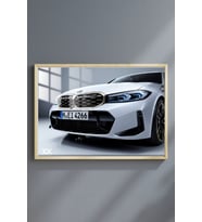 Araba Bmw Çerçeveli Metal Poster Tablo