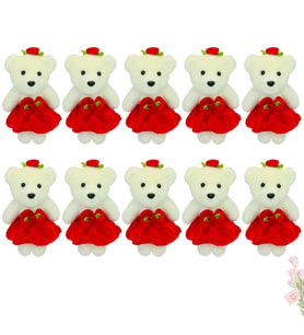 Minik Ayıcık Süs, 11cm x 6cm - Kırmızı - 10 Adet (STD)