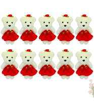 Minik Ayıcık Süs, 11cm x 6cm - Kırmızı - 10 Adet (STD)