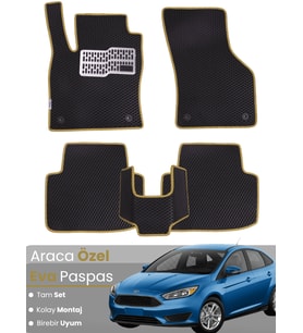 FORD FOCUS 3.5 (2015-2018) Uyumlu EVA Paspas Tam Set–Araca Özel,Su Geçirmez,Kolay Montaj