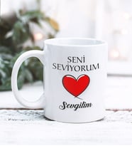 Sevgililer Günü Seni Seviyorum Sevgilim Tasarımlı Kupa Bardak (Beyaz)