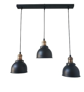 Rys Retro Metal Siyah Dekoratif 3 lü Masa Üstü Sıralı Rustik Sarkıt Avize En:60 cm (Burnt Olive)
