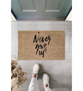 Dormot Modern Dijital Baskı - Never Give Up - Asla Pes Etme - Dekoratif Kapı Önü Paspası (Bej)
