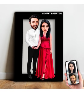 Kişiye Özel Sevgili Karikatür Ahşap Tablo - mx17