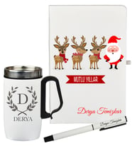 Kişiye Özel Yılbaşı Hediyesi Defter Kalem Ve Termos - Mug Seti