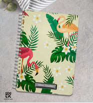 Kişiye Özel Co Notes Marka Bej Renk Tropikal Flamingo Modelli Kareli Defter GDTK-906119