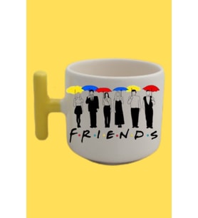 Sarı T Kulp Friends Temalı Nescafe Latte Fincanı