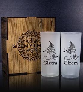 eJOYA Kişiye Özel Kutusunda 2'li Rakı Bardağı Hediye Seti 107195 (Siyah)