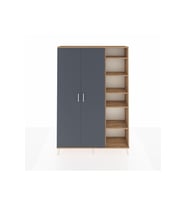 Arges Dolap 7 Raflı 2 Kapaklı Tek Askılı 132x30x195 Çam-Antrasit/Çam
