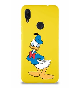 Xiaomi Redmi Note 7 Soft Premier Kapak Donald Duck-D Tasarımlı Silikon Kılıf - Sarı (Şeffaf)