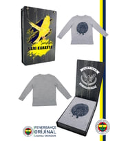 Fenerbahçe Orijinal Lisanslı Yaldızlı Fb Logo Gri Çocuk Sweat Hediyelik Kutulu (Gri)