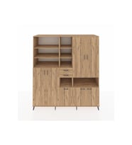 Kronos Dolap 17 Raflı 2 Çekmeceli 7 Kapaklı 220x59x243 Çam-Çam/Çam