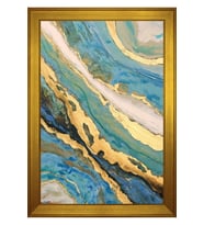 Soyut Şekiller Motifli Kanvas Tablo 50 x 70 cm Gold Çerçeve