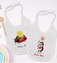 BK Kids Kişiye Özel Uğur Böceği Tasarımlı 2’li Beyaz Mama Önlüğü-2