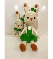 Amigurumi Yeşil Elbiseli Organik Tavşan Seti