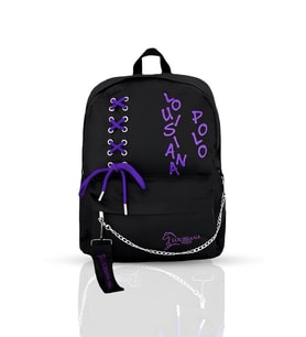 Laptop Bölmeli Okul Çantası Siyah Mor 1141 (STD)