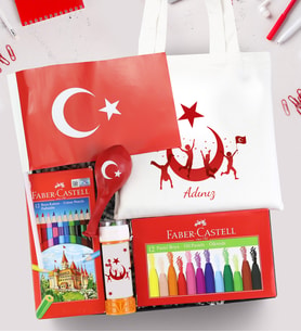 Faber Castell 12'li Kuru Boya & Pastel Boya & Köpük Baloncuk & Balon & Ham Bez Çanta Hediye Seti
