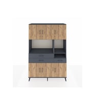 Hyperion Dolap 9 Raflı 3 Çekmeceli 6 Kapaklı 132x44x195 Antrasit-Çam/Antrasit
