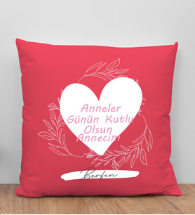 BK Gift Kişiye Özel İsimli Anneler Günü Tasarımlı Kırmızı Kırlent Yastık, Anneye Hediye, Ev Dekorasyonu, Anneler Günü Hediyesi-2