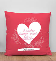 BK Gift Kişiye Özel İsimli Anneler Günü Tasarımlı Kırmızı Kırlent Yastık, Anneye Hediye, Ev Dekorasyonu, Anneler Günü Hediyesi-2