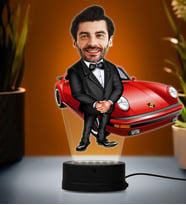 Doğum Günü Hediyesi,Sevgiliye Hediye, Kişiye Özel Fotoğraflı Başkan Karikatür 3D Led Lamba (Beyaz)