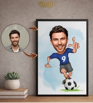 Kişiye Özel Futbolcu Karikatür Çerçeveli Tablo,Kişiye Özel Karikatür,Kişiye Özel Hediye Karikatür (Çok Renkli)