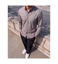 Erkek Standart Kesim Gabardin Kumaş Uzun Kollu Gömlek