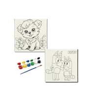 Okul Etkinliği-2'li Tuval Boyama Seti. 20x20 Cm Uv Baskı 6 Akrilik Boya 1 Fırça-model-218