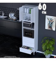 Eliusta Defne 60 cm Fırın Uyumlu 3 Çekmeceli Çok Amaçlı Mutfak Kiler Banyo Organizer Çocuk Odası Dolabı