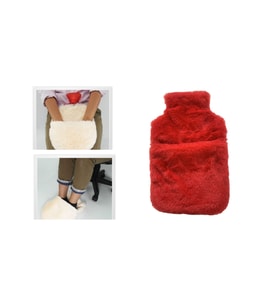 Sıcak Su Torbası Cepli Kırmızı Peluş Termofor 32,5X17,5Cm  1500 Ml