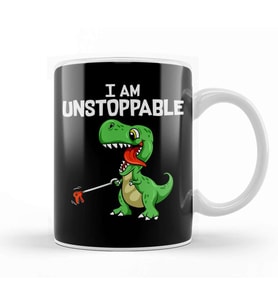 Funny I Am Unstoppable T Rex Dinosaur Grabber Pun Kupa Bardak Porselen