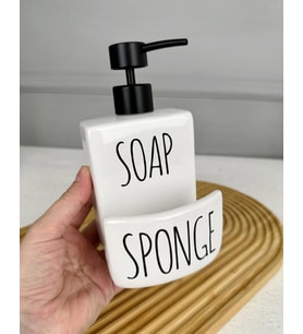 SERAMİK SOAP SABUNLUK SÜNGERLİK BÖLMELİ (Beyaz)
