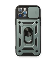 iPhone 12 Pro Kılıf Pars Lens Yüzüklü Silikon - Yeşil