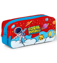 Coral High Erkek Çocuk Kırmızı Mavi Astronot Baskılı İki Bölmeli Kalem Çantası/Kalemlik 31045