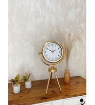 Gold Luxury Modern Üç Ayaklı Masa Saati (Kahverengi Açık)