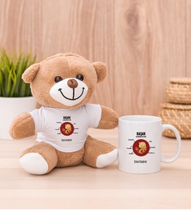 Kişiye Özel Başak Burcuna Hediye Peluş Ayı ve Beyaz Kupa