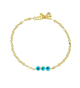 Barika Jewelry Kadın 14 Ayar Altın Nazar Boncuklu Bileklik