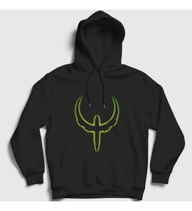 Presmono Unisex Siyah Logo Oyun Quake 4 IV Kapüşonlu Sweatshirt 511487tt