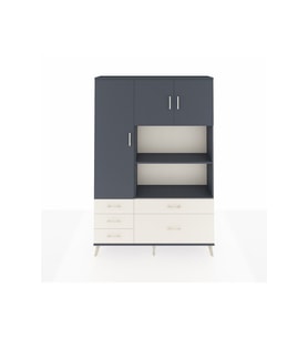 Arges Dolap 7 Raflı 5 Çekmeceli 3 Kapaklı 132x30x195 Antrasit-Antrasit/Aytaşı