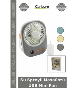 #Vantilatör Şarjlı Taşınabilir Portatif 3 Kademeli Nemlendirici Su Spreyli Masaüstü USB Mini Fan