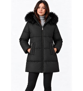 Dewberry Kadın %100 Polyester Kaban Siyah Z9668 Günlük Dış Giyim, Kazak ve Gömlek Kombini, Seyahat Gardırobu